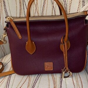 Dooney & Bourke Burgundy and Tan Satchel
